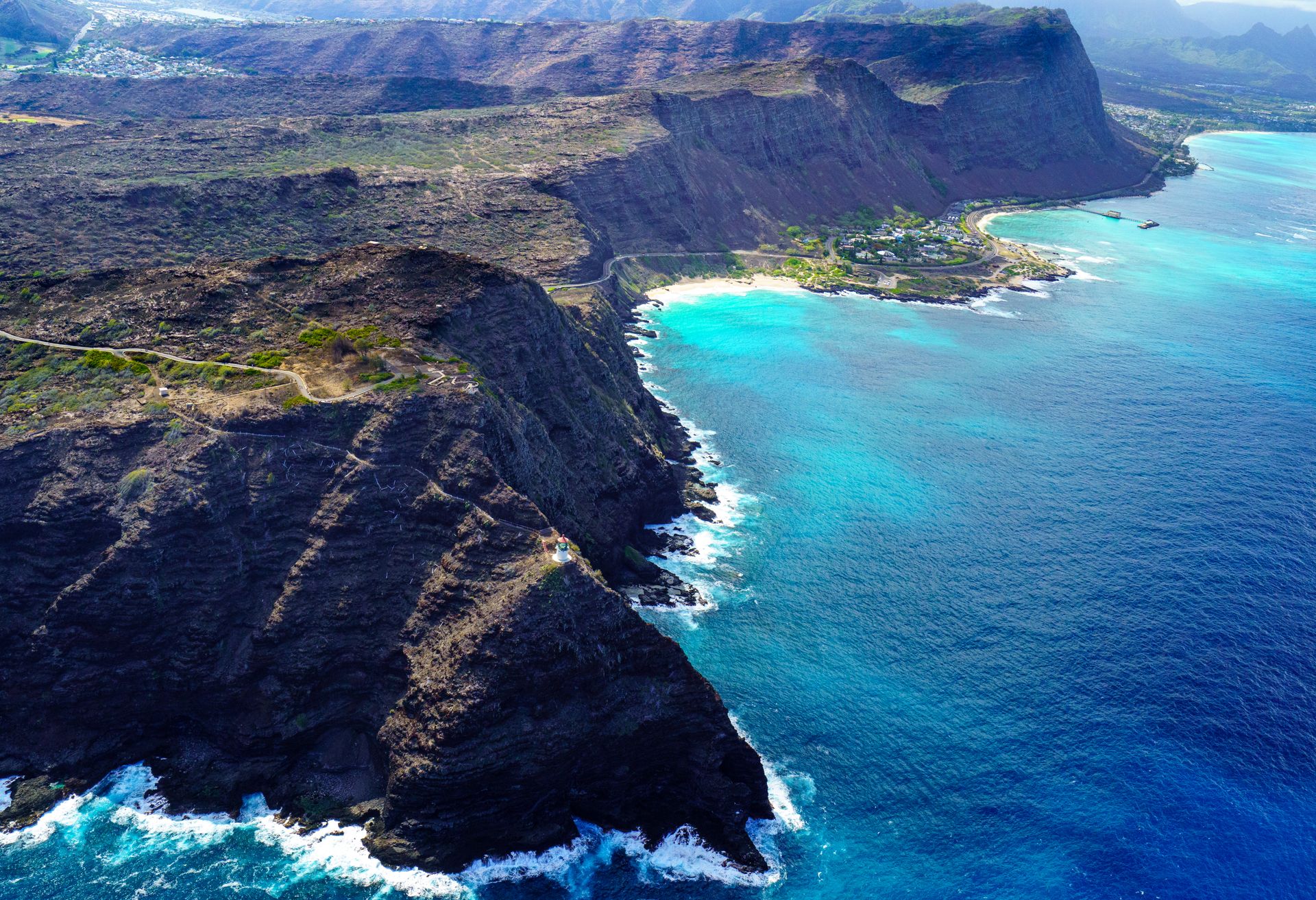 Aerial drone view of a dramatic coastline