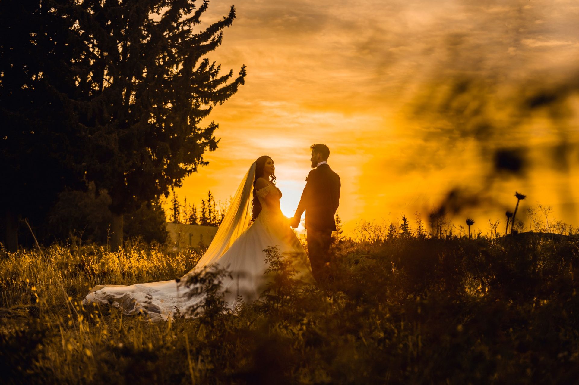 Couple portrait at golden hour